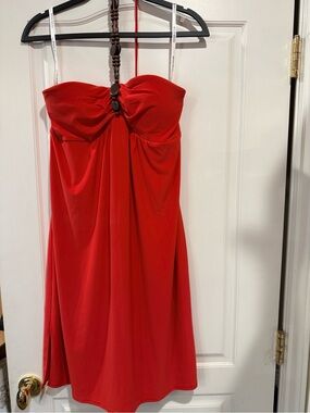 Strapless Red Sundress with Front Accent